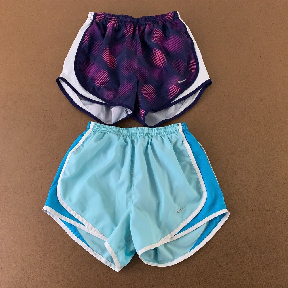 Lot of 2 Nike Dri Fit Women's Size XS‎ Blue Purple Lined Athletic Running Shorts